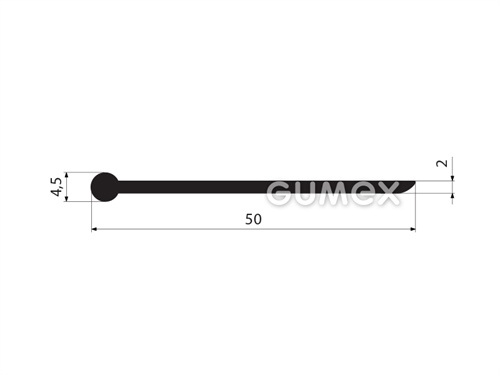 Gumový profil tvaru "I", 50x4,5/2mm, 70°ShA, EPDM, -40°C/+100°C, čierny